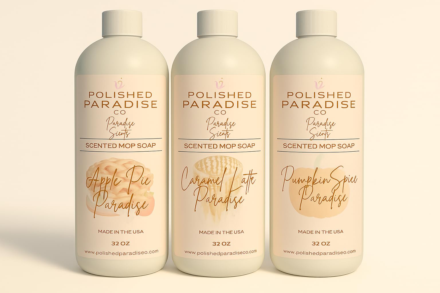 Polished Paradise Co Paradise Scents Scented Mop Soap, Fall Floor Cleaner, Made in USA, 32 Oz
