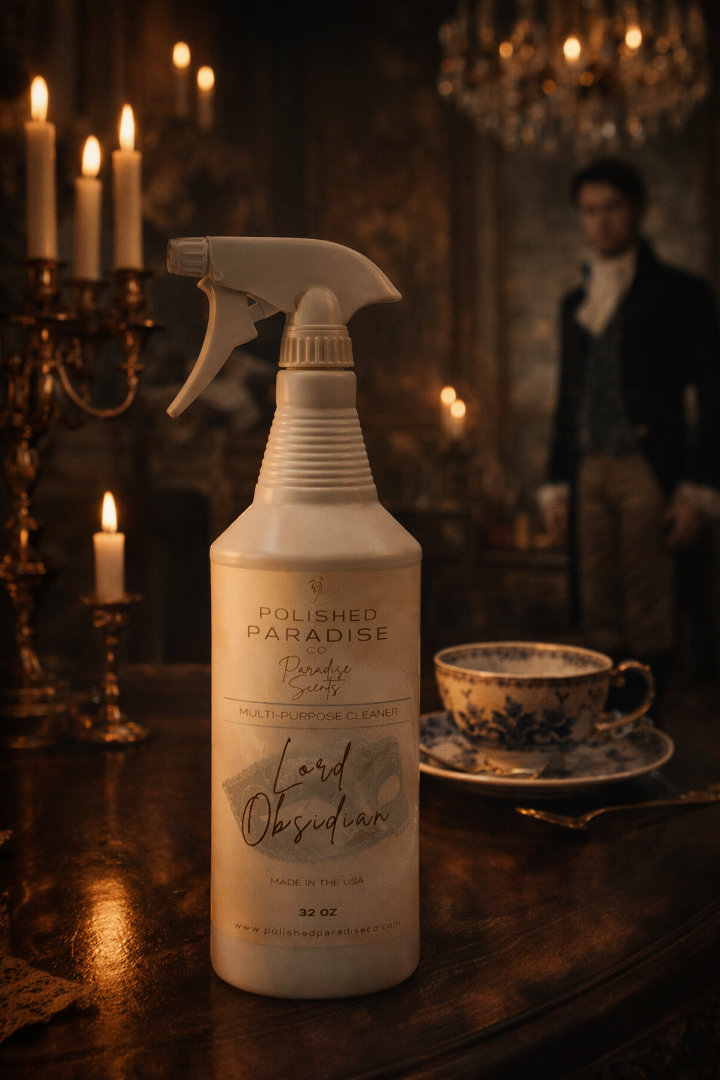 Polished Paradise Co Paradise Scents Regency Lord Obsidian Refined Masculine Multi Purpose Spray Home Fragrance Hard Surface Cleaner 32 OZ