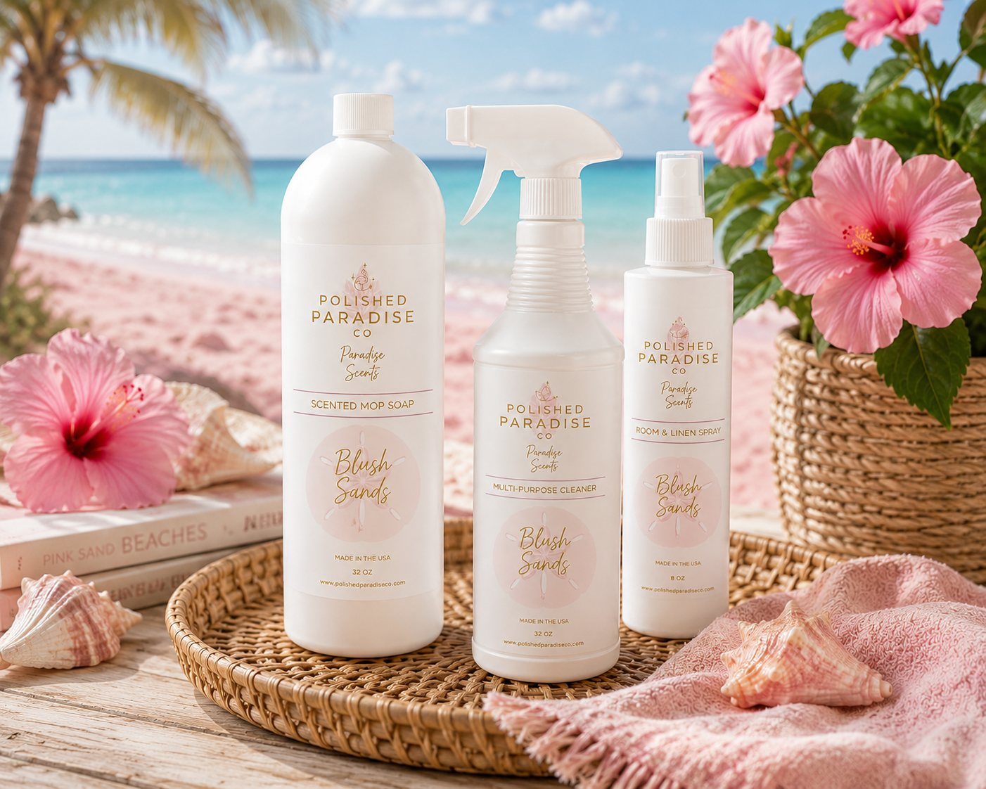 Blush Sands Scented Room Spray, Pink Sands Inspired Scented Home Fragrance Mist, Air Freshener, 8 oz