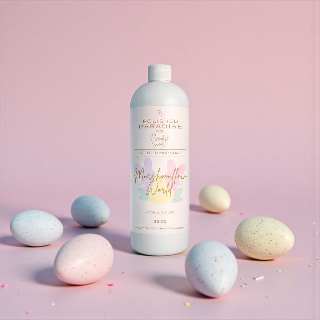 Polished Paradise Co Paradise Scents Marshmallow World Scented Mop Soap, Easter Holiday Floor Cleaner, Made in USA, 32 Oz