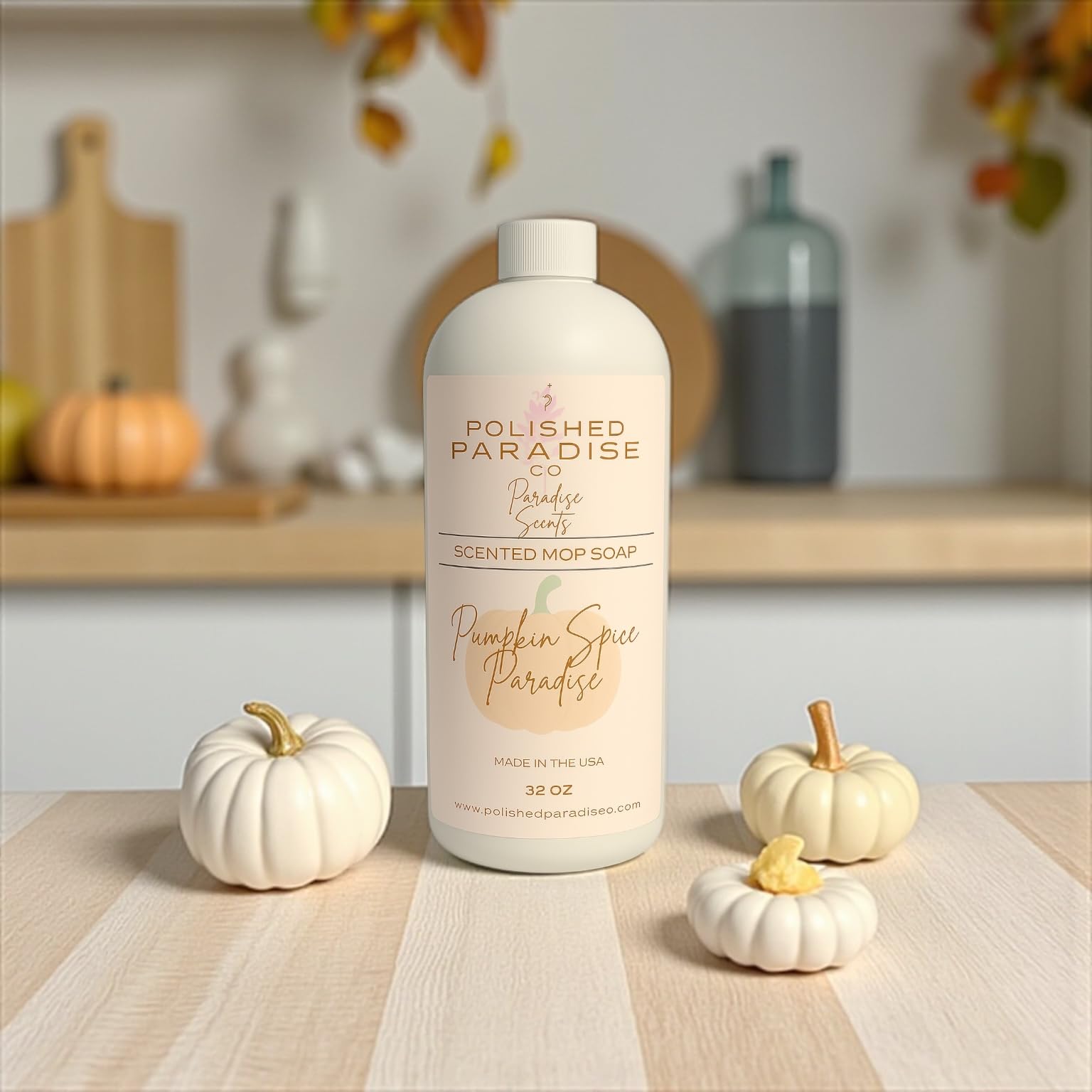 Polished Paradise Co Paradise Scents Scented Mop Soap, Fall Floor Cleaner, Made in USA, 32 Oz