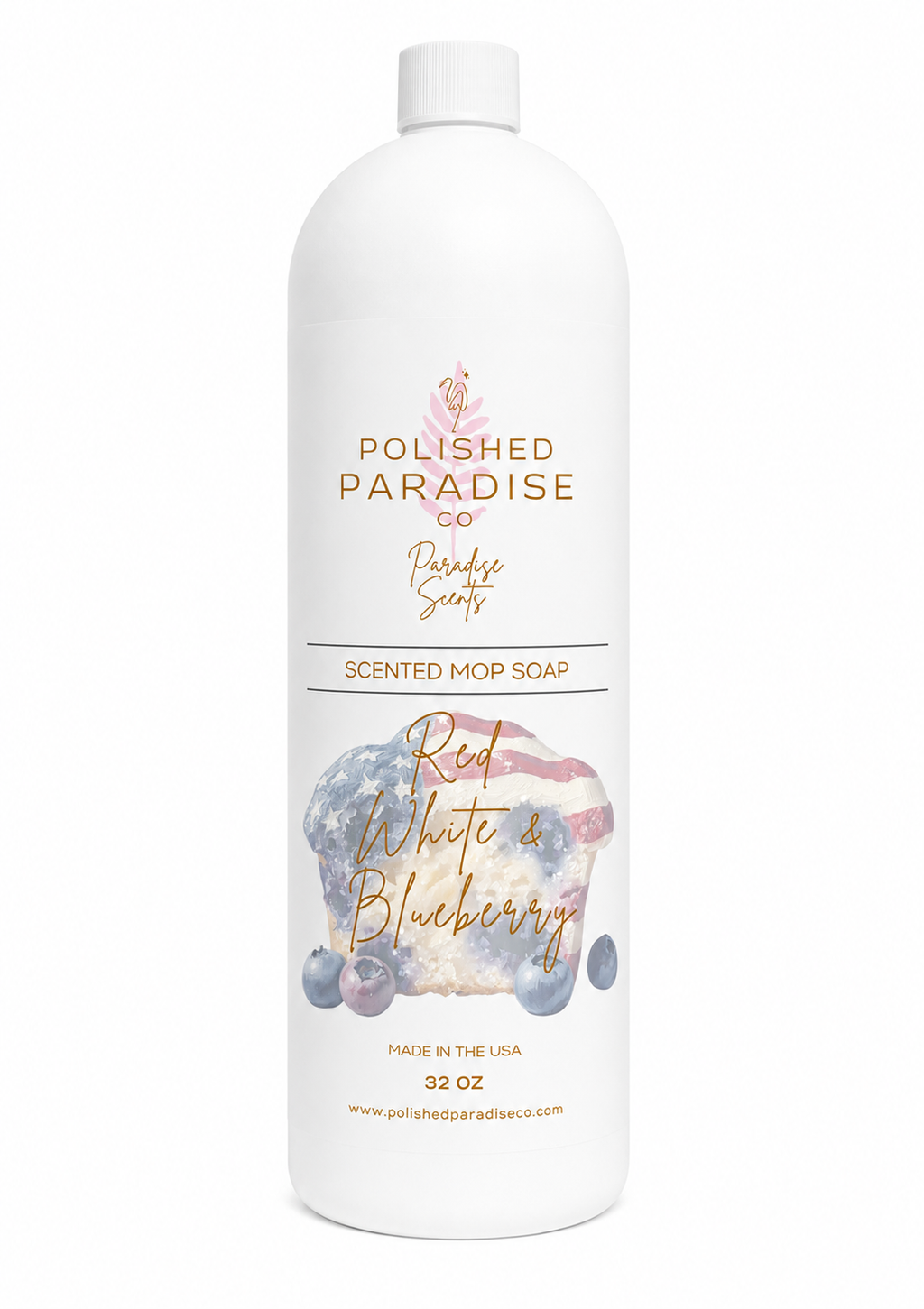 Red, White & Blueberry Scented Mop Soap – Blueberry Muffin Inspired Luxury Floor Cleaner, 32 oz