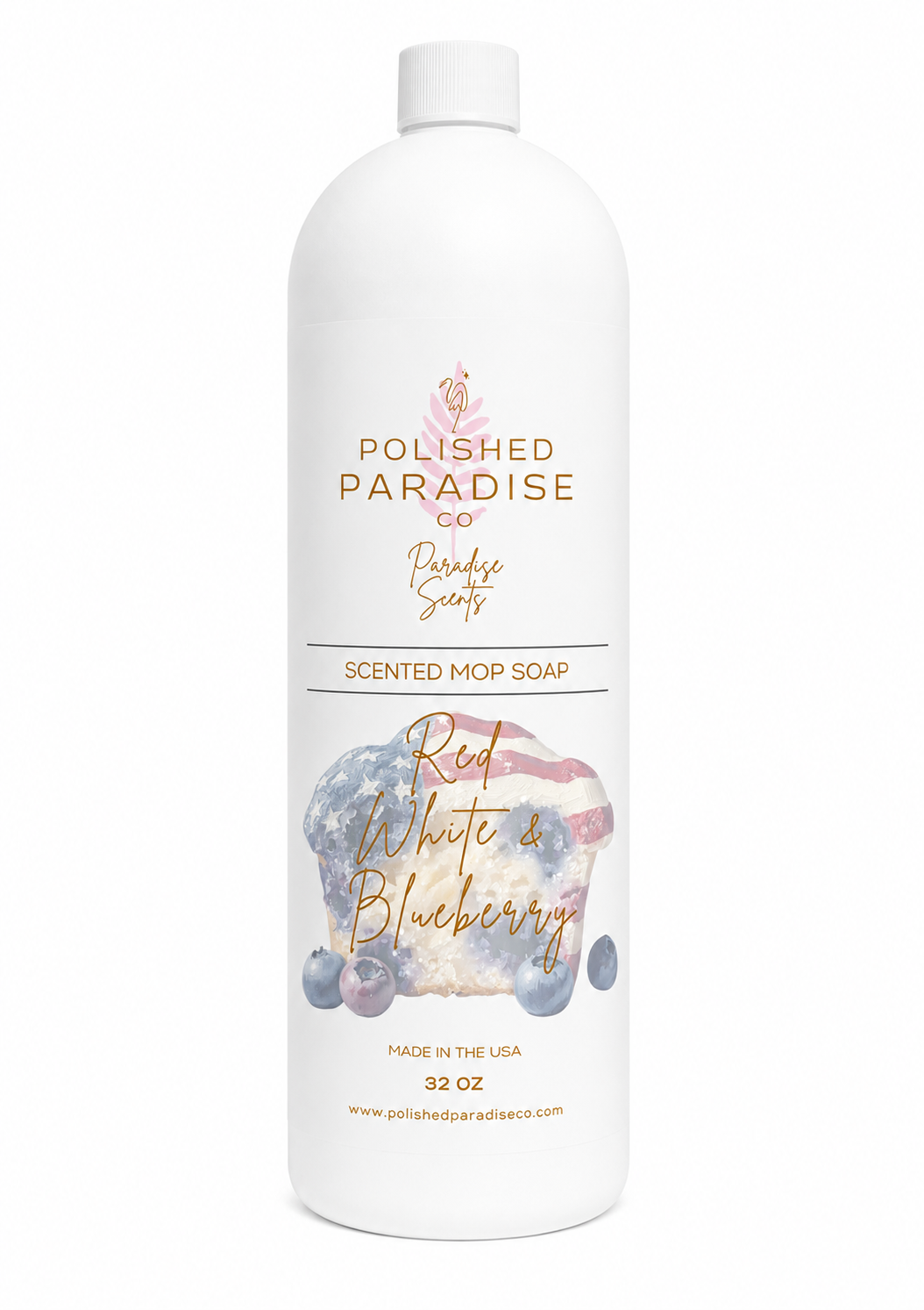 Red, White & Blueberry Scented Mop Soap – Blueberry Muffin Inspired Luxury Floor Cleaner, 32 oz