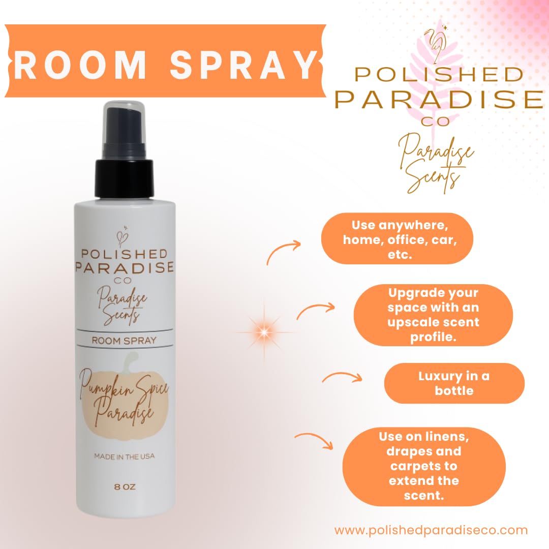 Polished Paradise Co Paradise Scents Room Spray, Christmas Holiday Home Fragrance Mist, Air Freshener, 8 oz