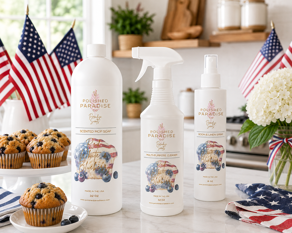Red, White & Blueberry Scented Room Spray, Blueberry Muffin Scented Home Fragrance Mist, Air Freshener, 8 oz