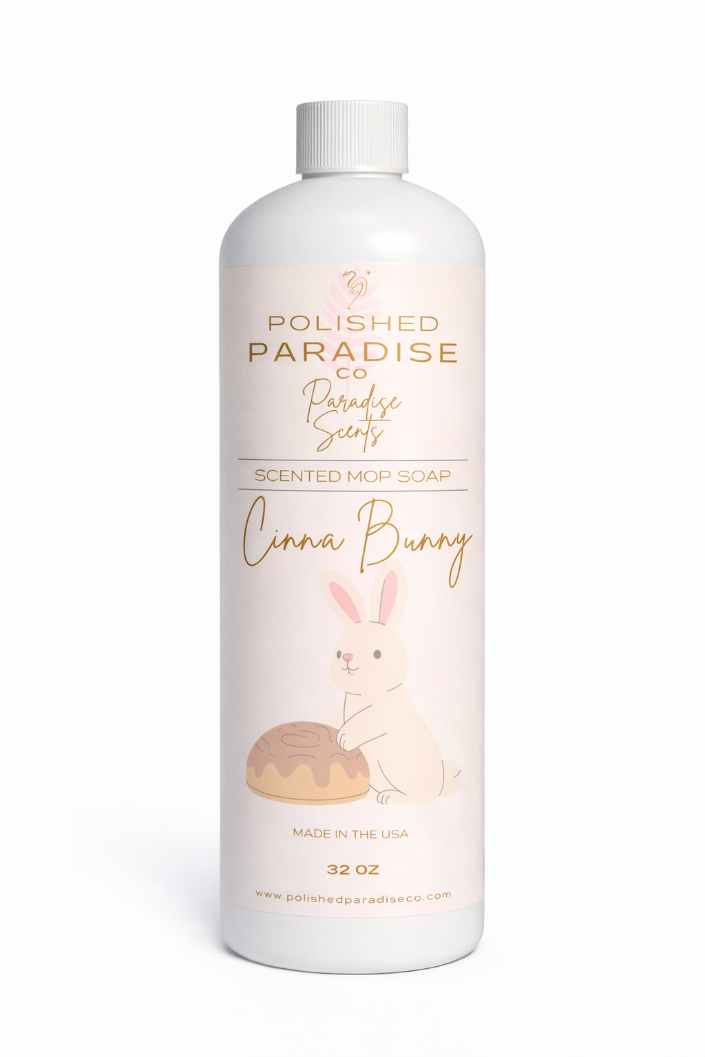 Polished Paradise Co Paradise Scents CinnaBunny Cinnamon Buns Hot Cross Buns Scented Mop Soap, Easter Holiday Floor Cleaner, Made in USA, 32 Oz