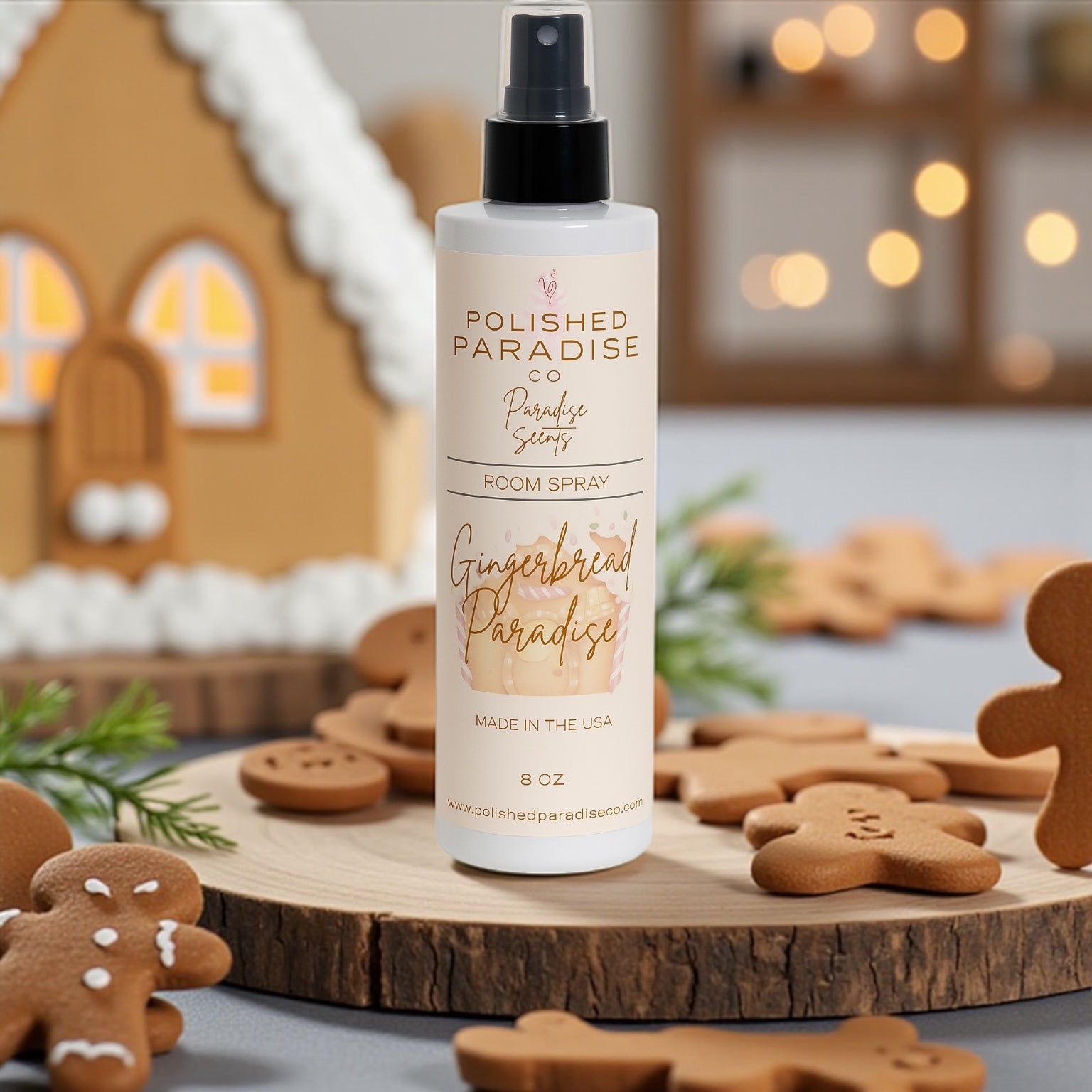 Polished Paradise Co Paradise Scents Room Spray, Christmas Holiday Home Fragrance Mist, Air Freshener, 8 oz