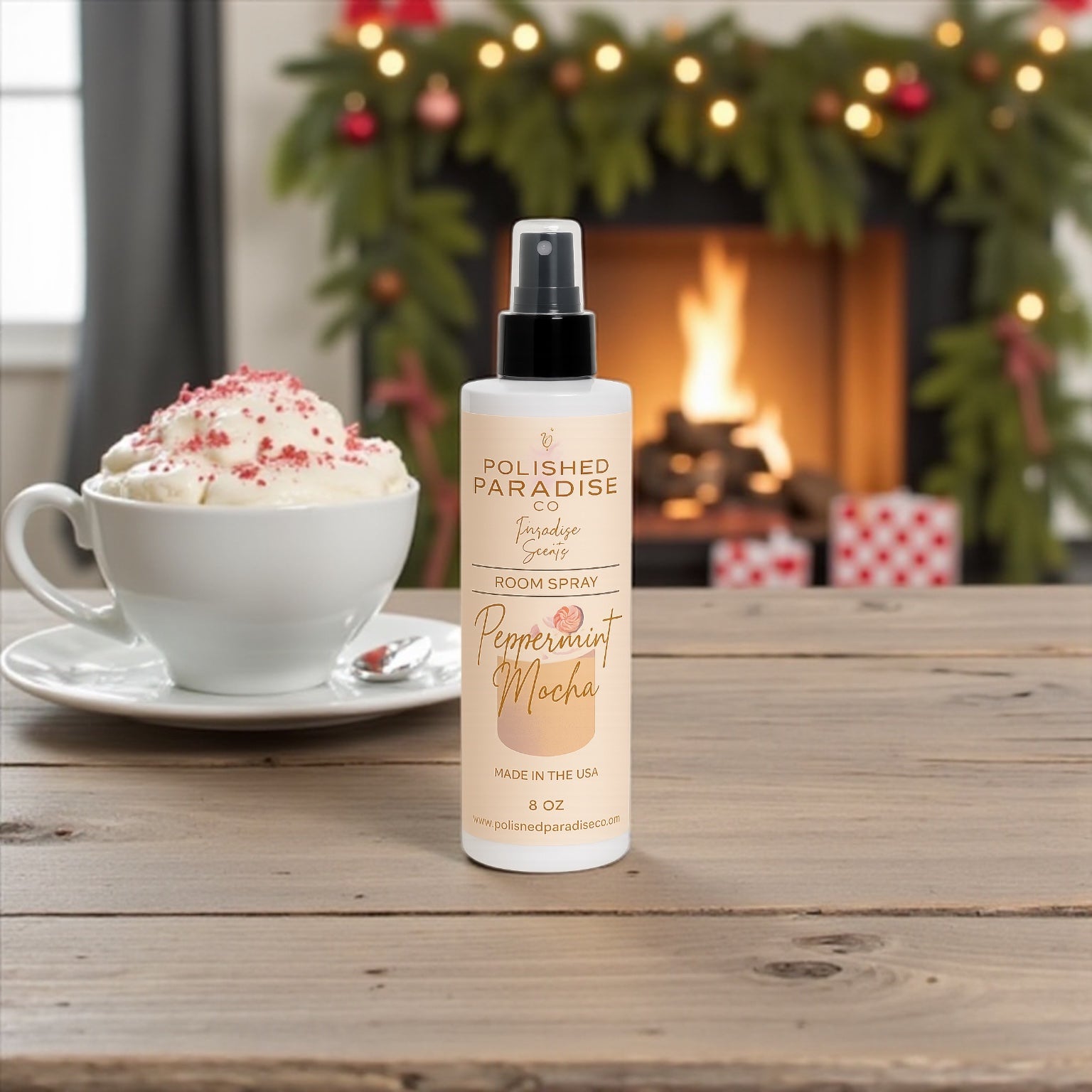 Polished Paradise Co Paradise Scents Room Spray, Christmas Holiday Home Fragrance Mist, Air Freshener, 8 oz