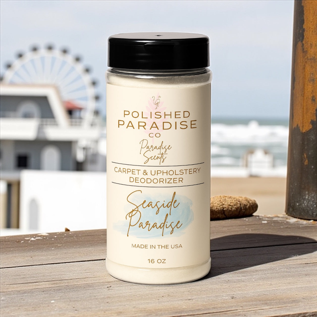 Polished Paradise Co Paradise Scents Carpet and Upholstery Deodorizer, Tropical Scent Powder for Rugs and Textiles, 16 Oz