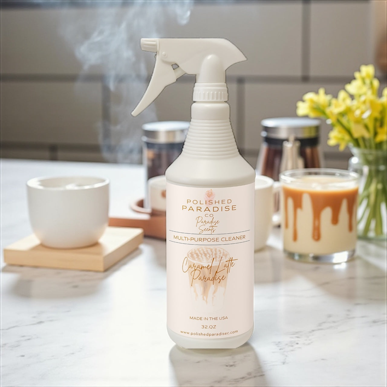 Polished Paradise Co Paradise Scents Fall Scented Multi Purpose Spray Home Fragrance Hard Surface Cleaner 32 OZ