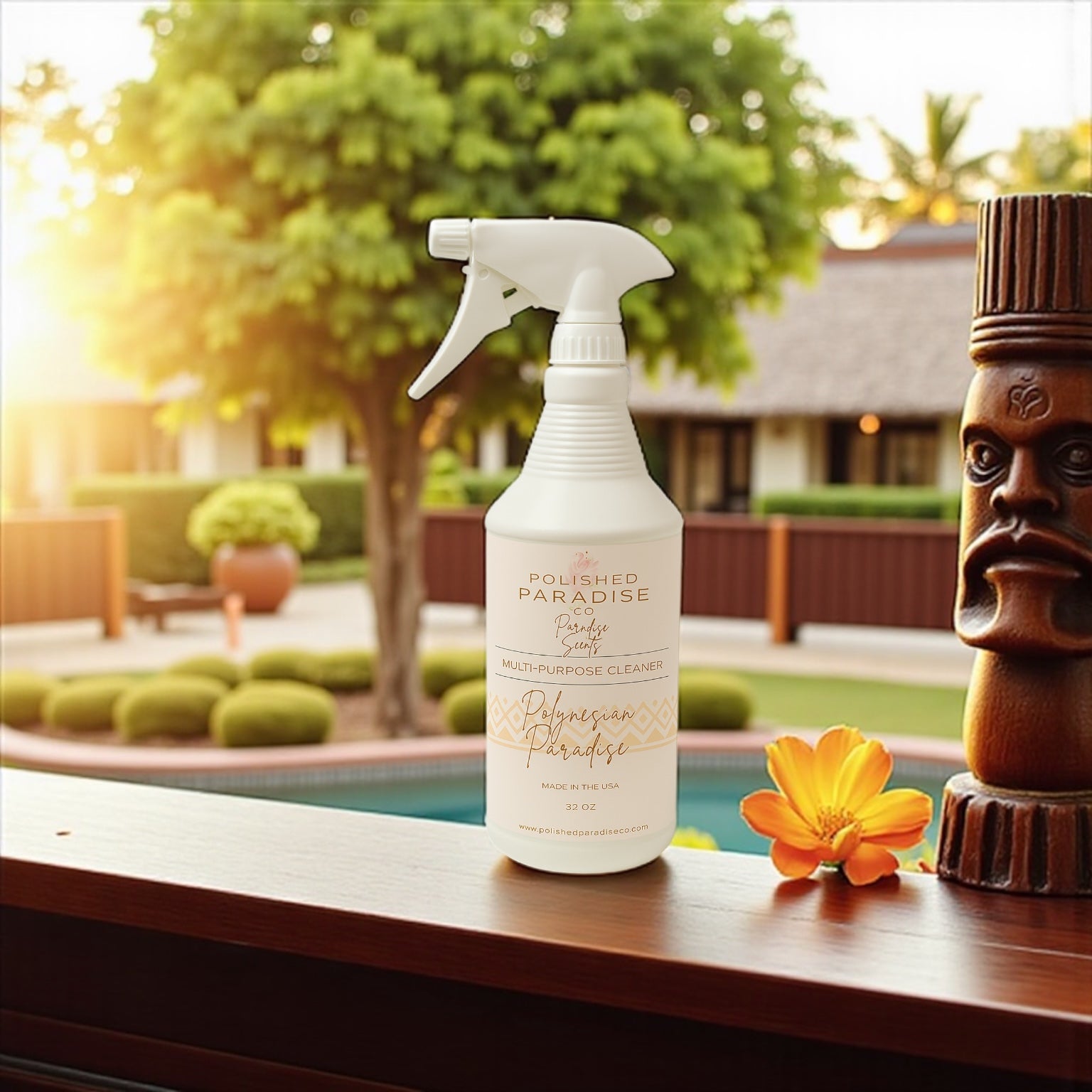 Polished Paradise Co Paradise Scents Tropical Scented Multi Purpose Spray Home Fragrance Hard Surface Cleaner 32 OZ