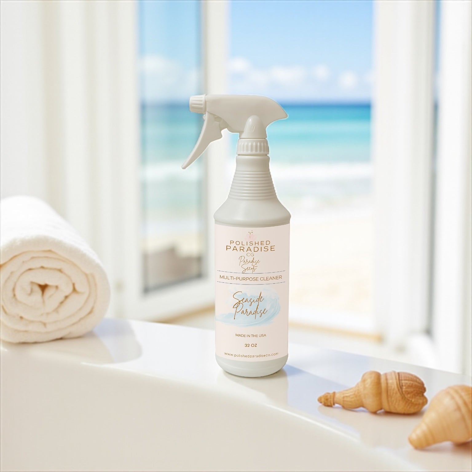 Polished Paradise Co Paradise Scents Tropical Scented Multi Purpose Spray Home Fragrance Hard Surface Cleaner 32 OZ