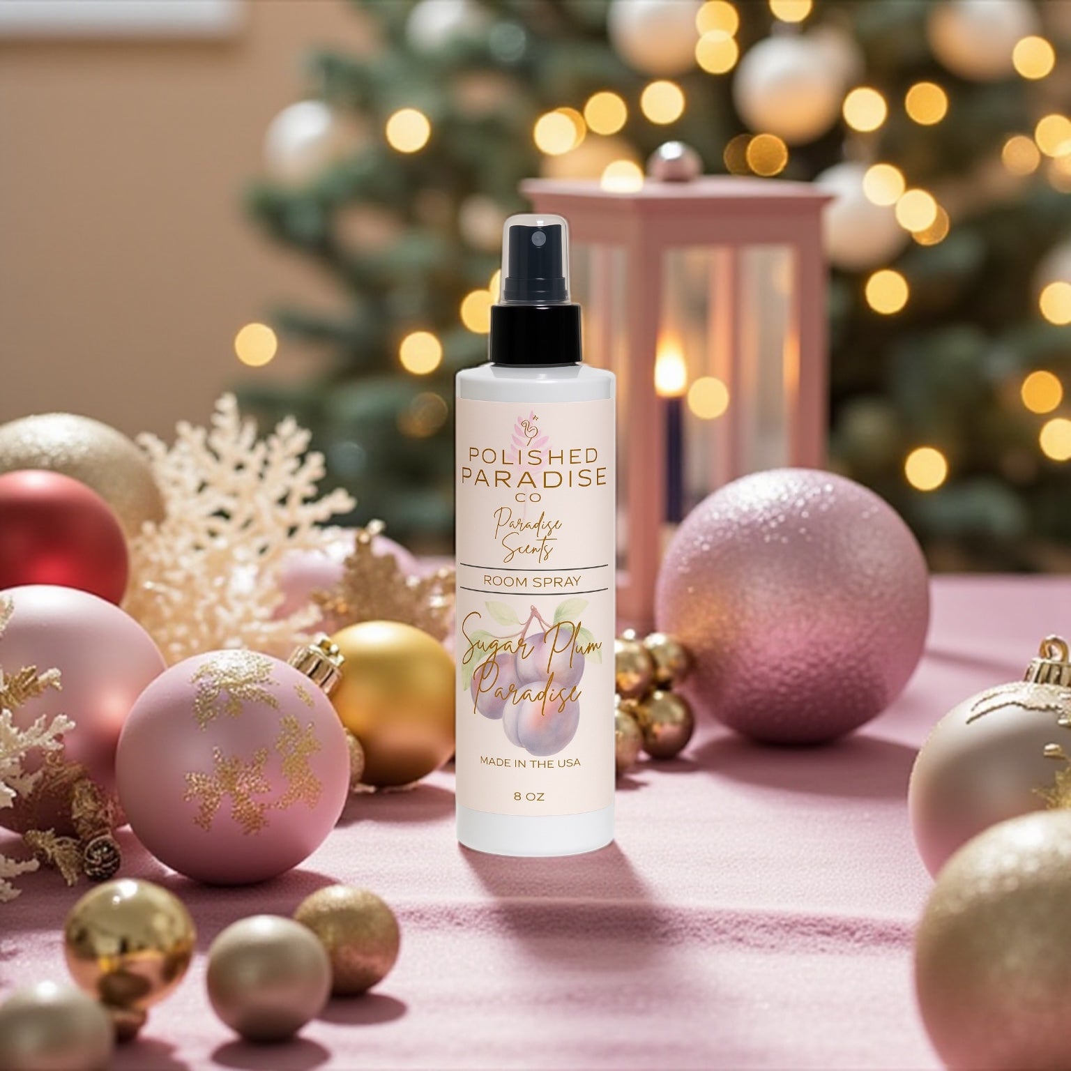 Polished Paradise Co Paradise Scents Room Spray, Christmas Holiday Home Fragrance Mist, Air Freshener, 8 oz