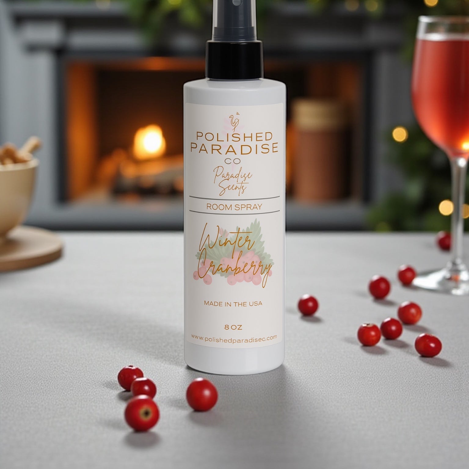 Polished Paradise Co Paradise Scents Room Spray, Christmas Holiday Home Fragrance Mist, Air Freshener, 8 oz