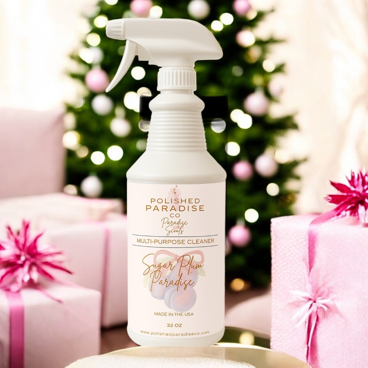 Polished Paradise Co Paradise Scents Christmas Scented Multi Purpose Spray Holiday Home Fragrance Hard Surface Cleaner 32 OZ