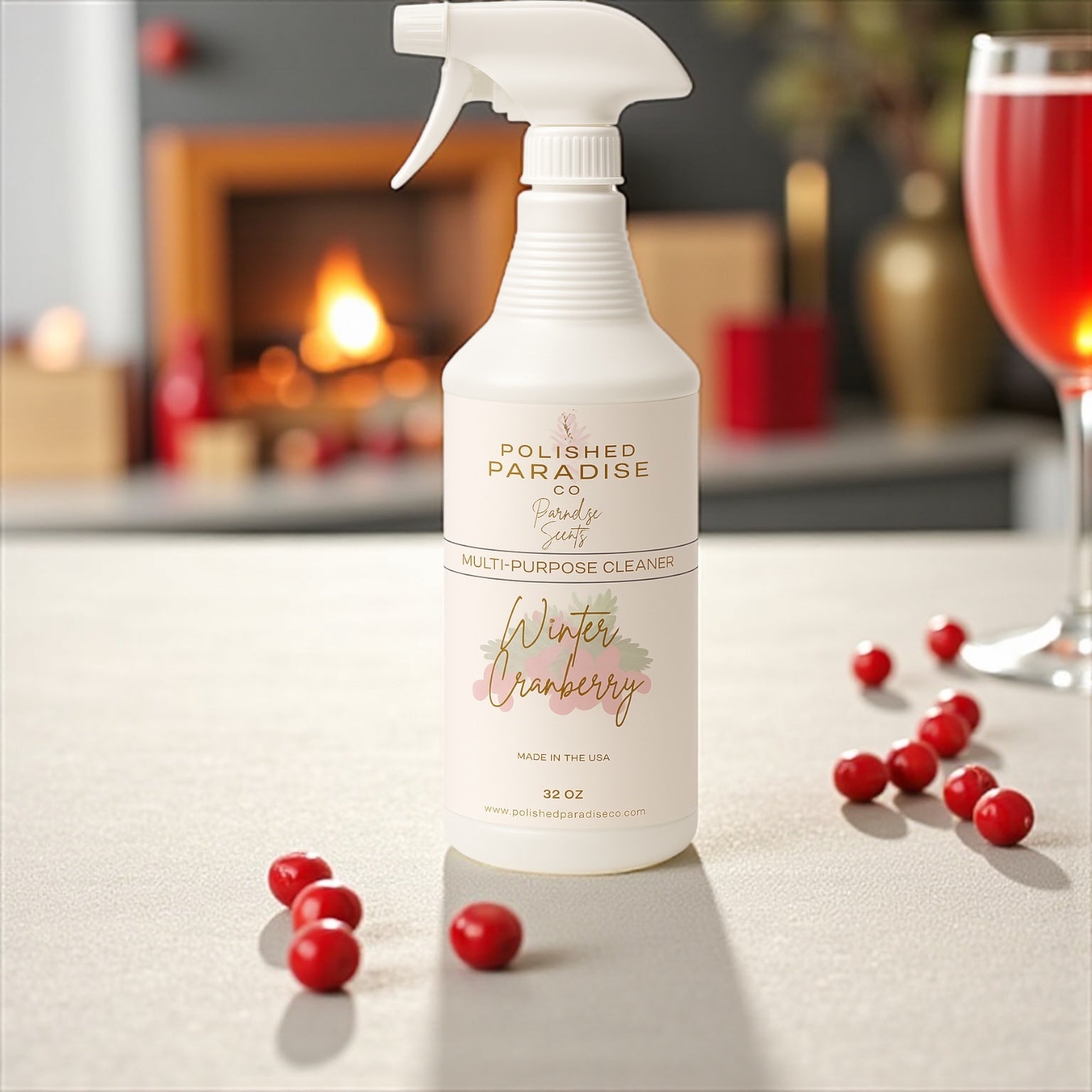 Polished Paradise Co Paradise Scents Christmas Scented Multi Purpose Spray Holiday Home Fragrance Hard Surface Cleaner 32 OZ