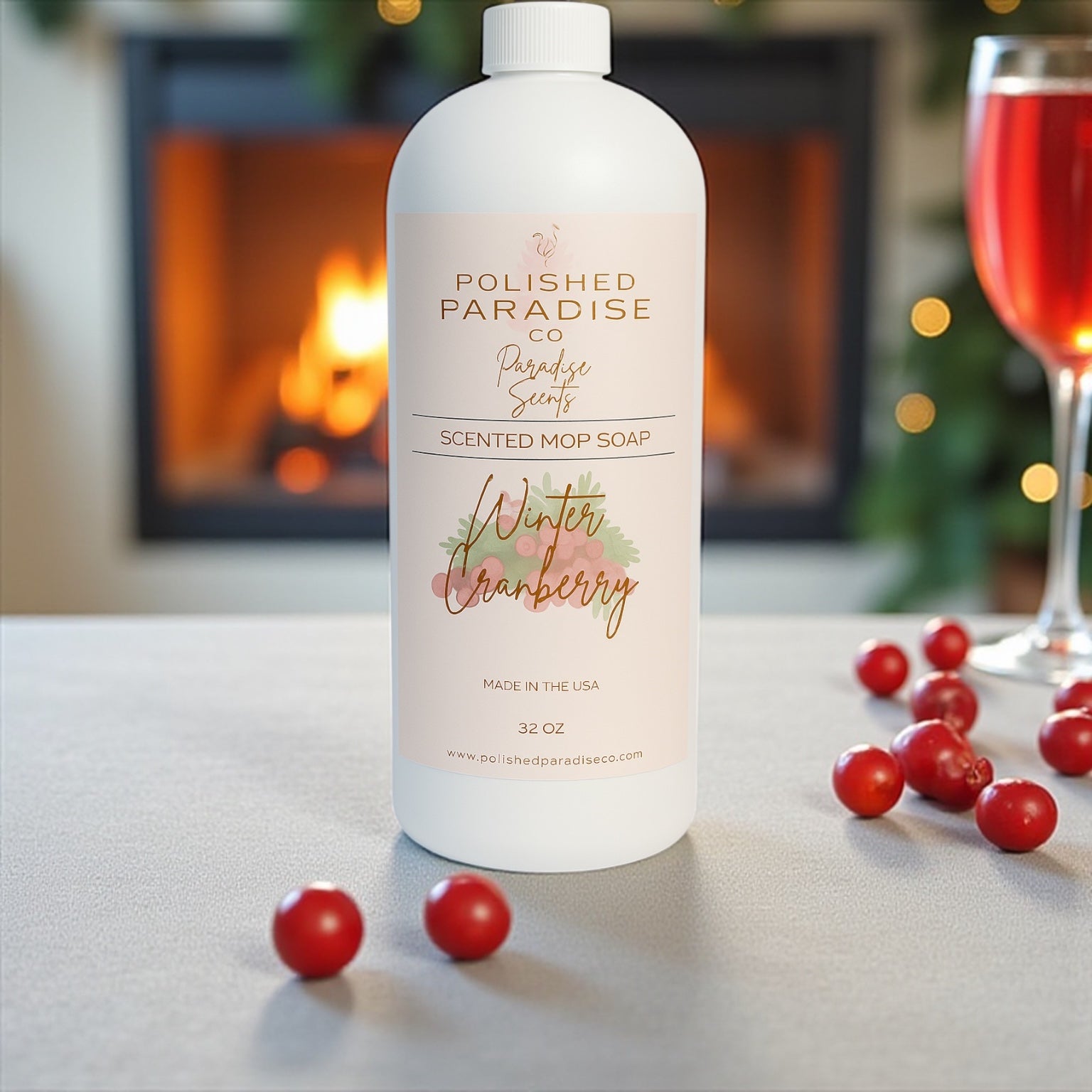 Polished Paradise Co Paradise Scents Scented Mop Soap, Christmas Holiday Floor Cleaner, Made in USA, 32 Oz
