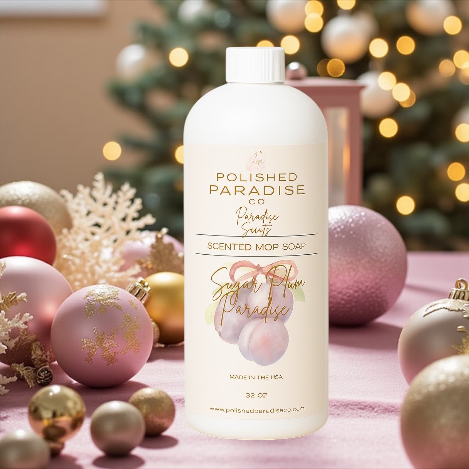 Polished Paradise Co Paradise Scents Scented Mop Soap, Christmas Holiday Floor Cleaner, Made in USA, 32 Oz