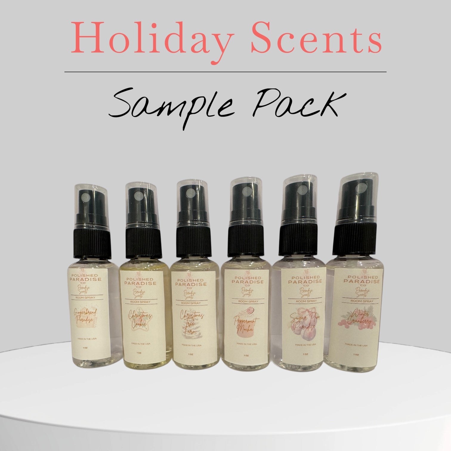 Polished Paradise Co Paradise Scents Room Spray, Christmas Holiday Home Fragrance Mist, Air Freshener, 8 oz