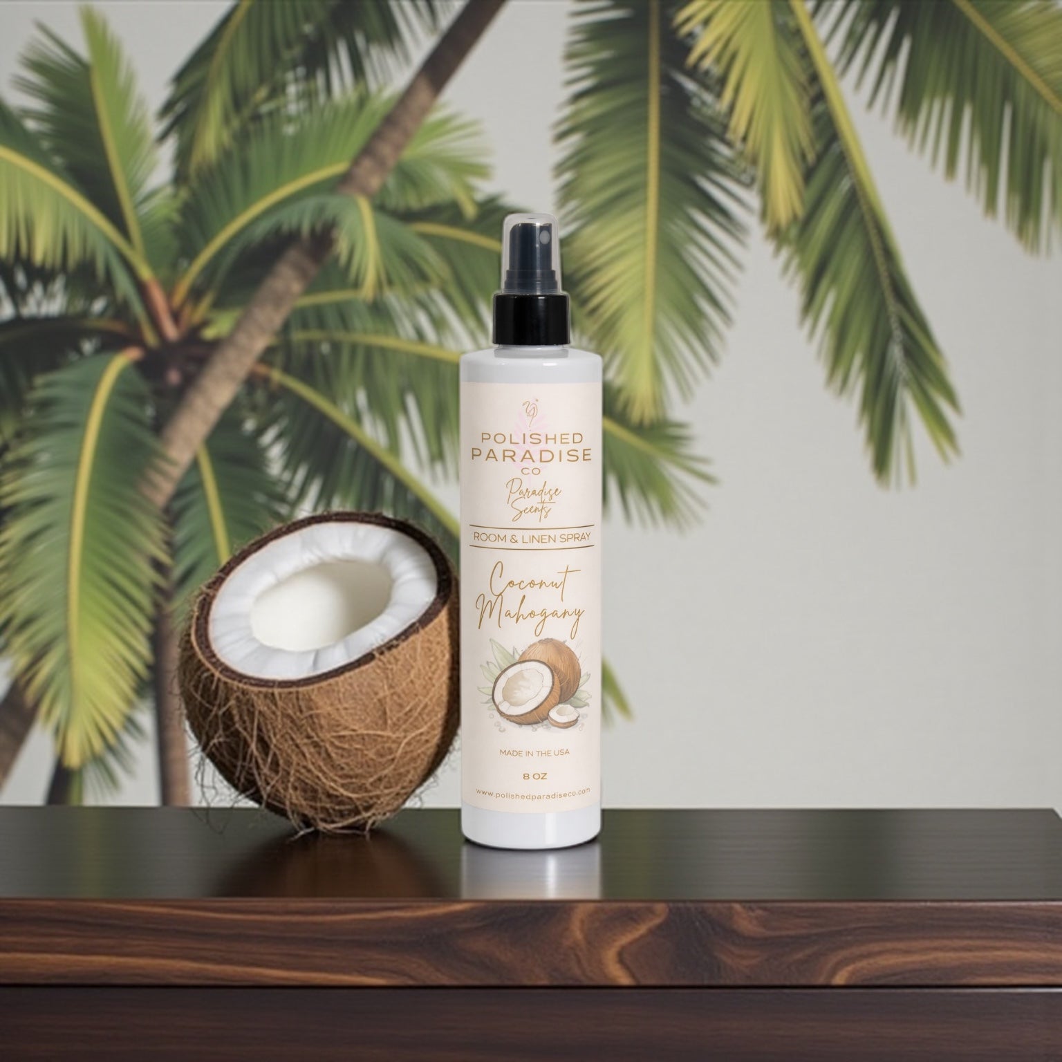 Polished Paradise Co Paradise Scents Room Spray, Cozy Luxury Home Fragrance Mist, Air Freshener, 8 oz