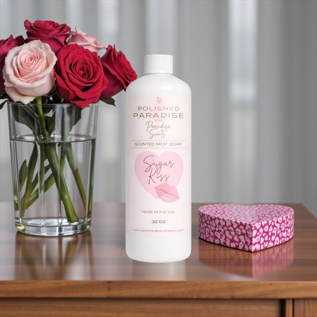 Pink Sugar Kiss Valentine's Day Scented Mop Soap, Holiday Floor Cleaner, Made in USA, 32 Oz