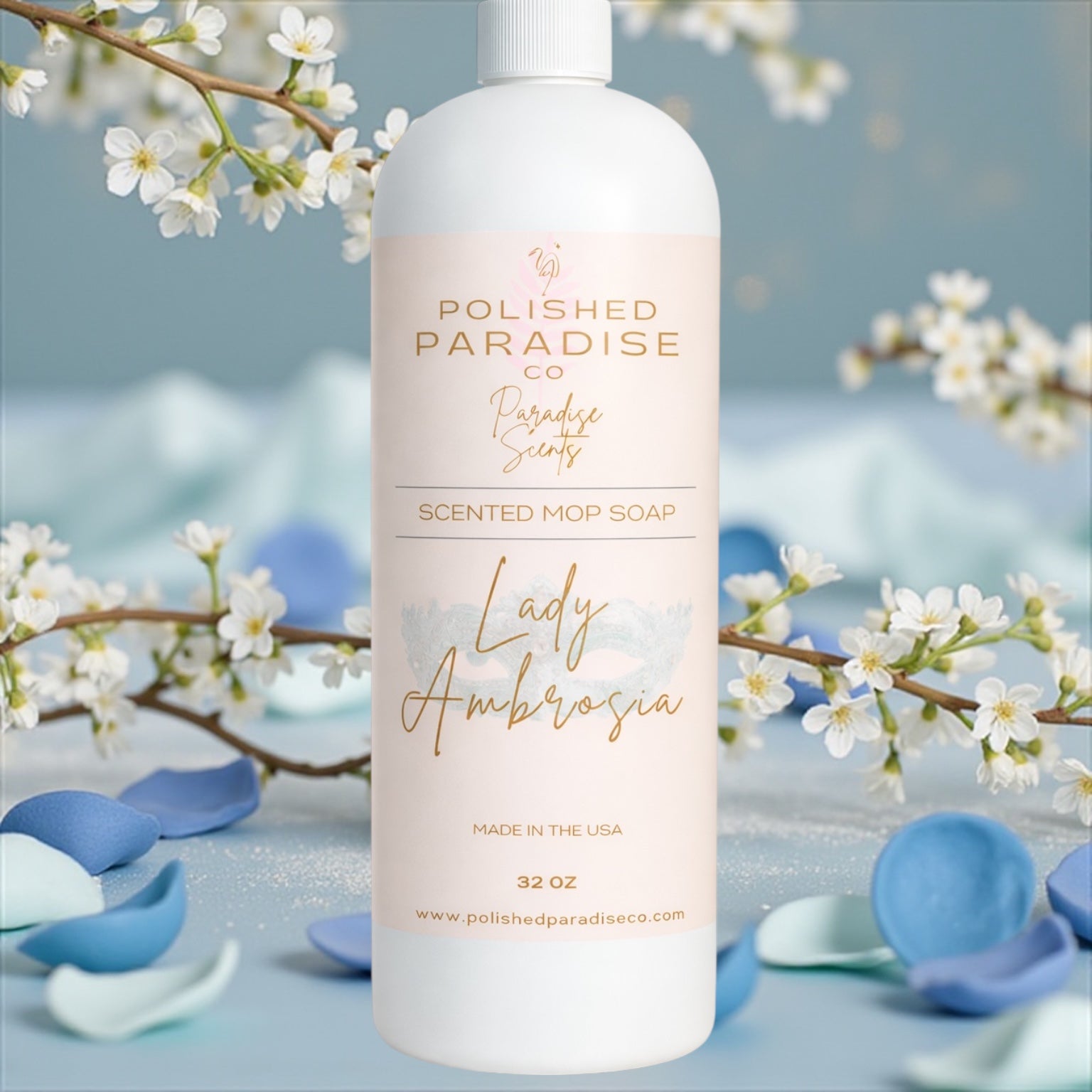 Polished Paradise Co Paradise Scents Lady Ambrosia Scented Mop Soap, Regency Era Elegance Floor Cleaner, Made in USA, 32 Oz