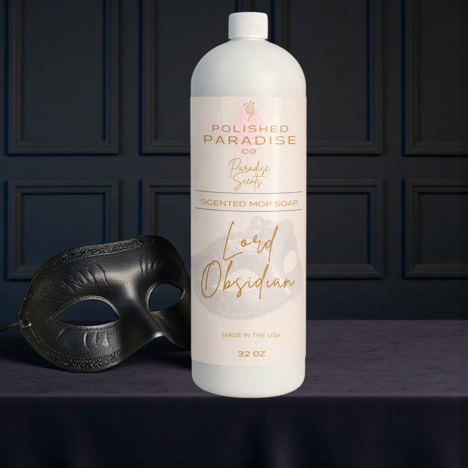 Polished Paradise Co Paradise Scents Lord Obsidian Scented Mop Soap, Regency Era Masculine Refined Floor Cleaner, Made in USA, 32 Oz