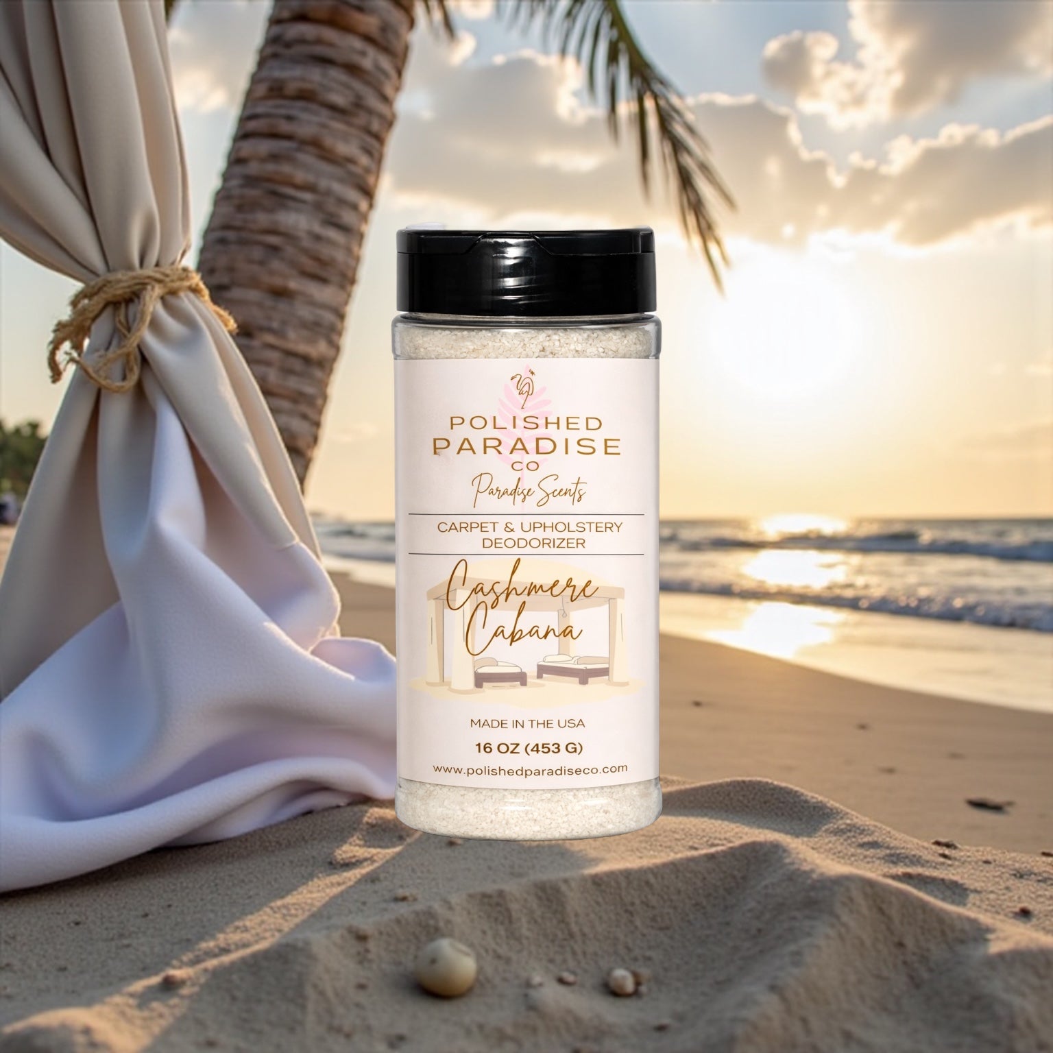 Cashmere Cabana Carpet and Upholstery Deodorizer Resort Collection Scent Powder for Rugs and Textiles, 16 Oz