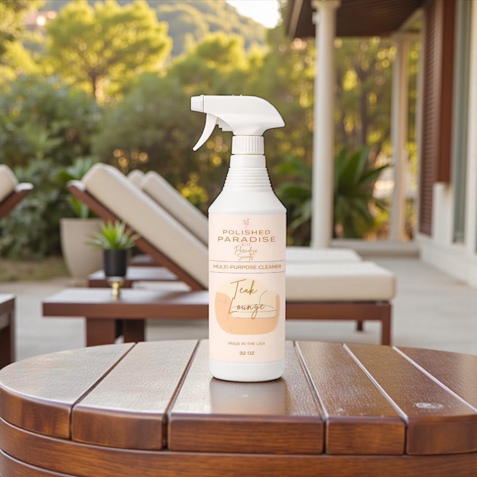 Teak Lounge Scented Multi Purpose Spray Home Fragrance Resort Collection Hard Surface Cleaner 32 OZ