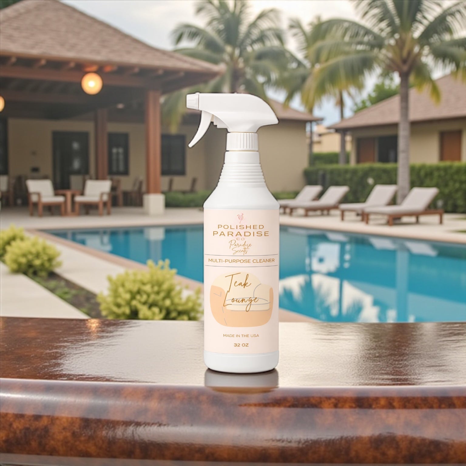 Teak Lounge Scented Multi Purpose Spray Home Fragrance Resort Collection Hard Surface Cleaner 32 OZ