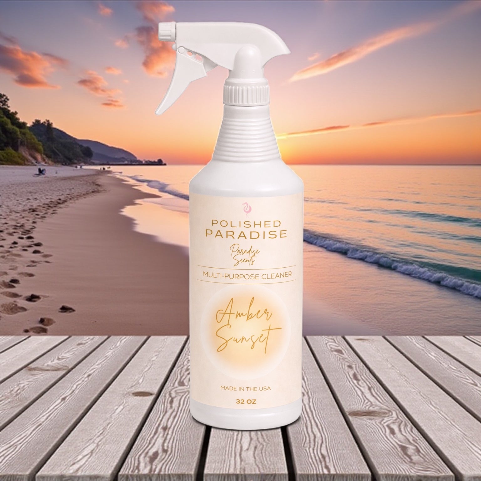 Amber Sunset Scented Multi Purpose Spray Home Fragrance Hard Surface Cleaner Resort Collection 32 OZ