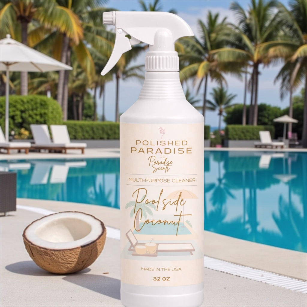 Poolside Coconut Scented Multi Purpose Spray Home Fragrance Resort Collection Hard Surface Cleaner 32 OZ