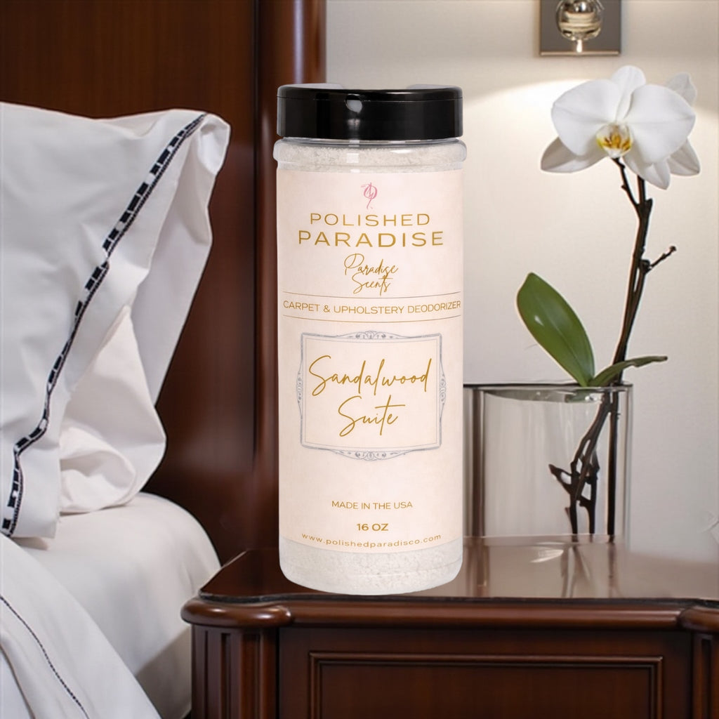 Sandalwood Suite Carpet and Upholstery Deodorizer Resort Collection Scent Powder for Rugs and Textiles, 16 Oz