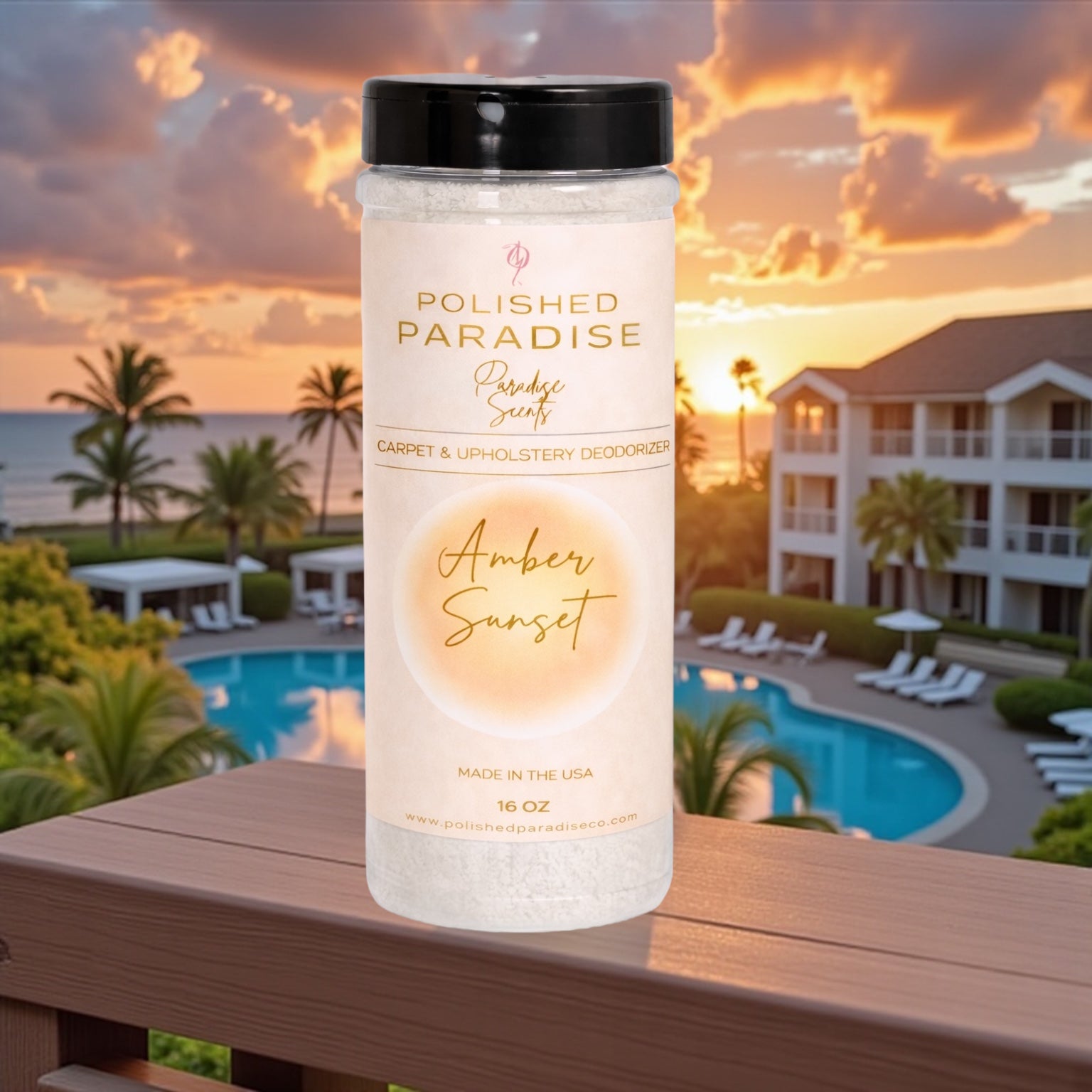 Amber Sunset Carpet and Upholstery Deodorizer Resort Collection Scent Powder for Rugs and Textiles, 16 Oz