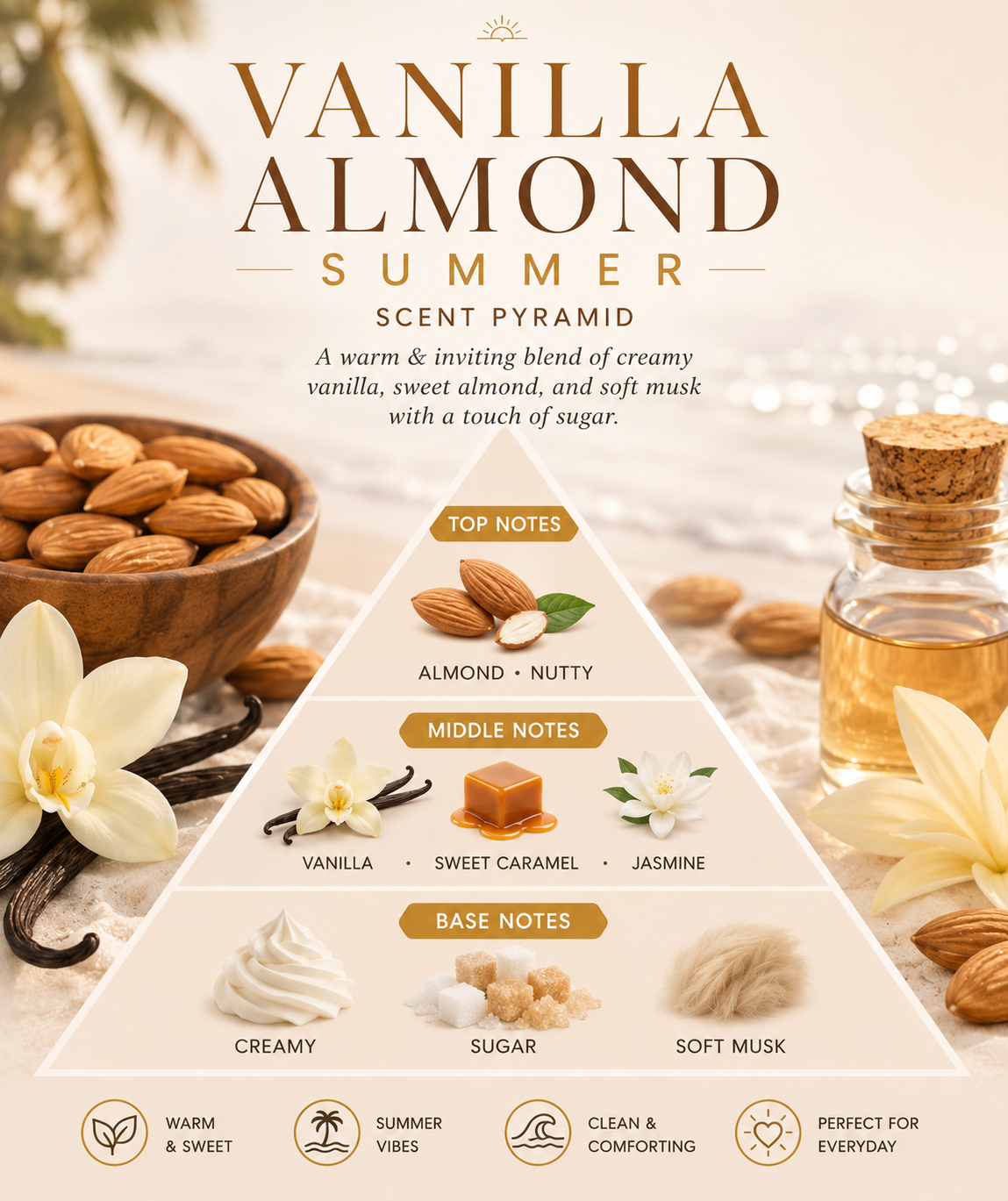 Vanilla Almond Summer Scented Room Spray, Scented Home Fragrance Mist, Air Freshener, 8 oz