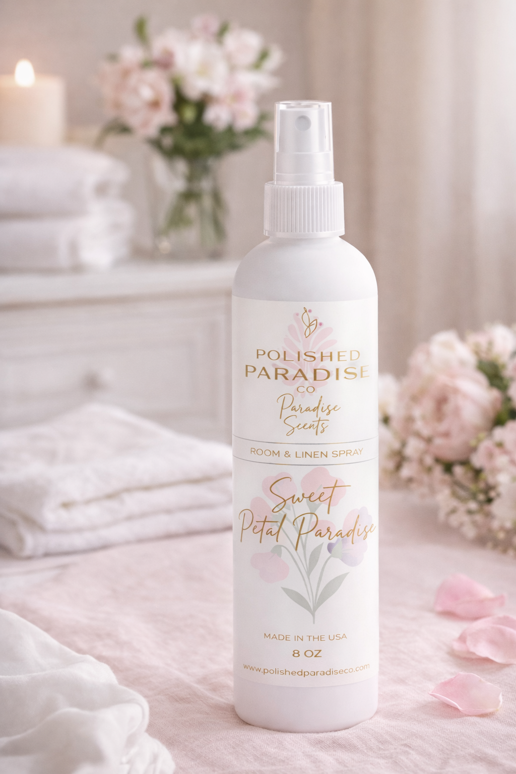 Sweet Petal Paradise Sweet Pea Scented Room Spray, Scented Home Fragrance Mist, Air Freshener, 8 oz