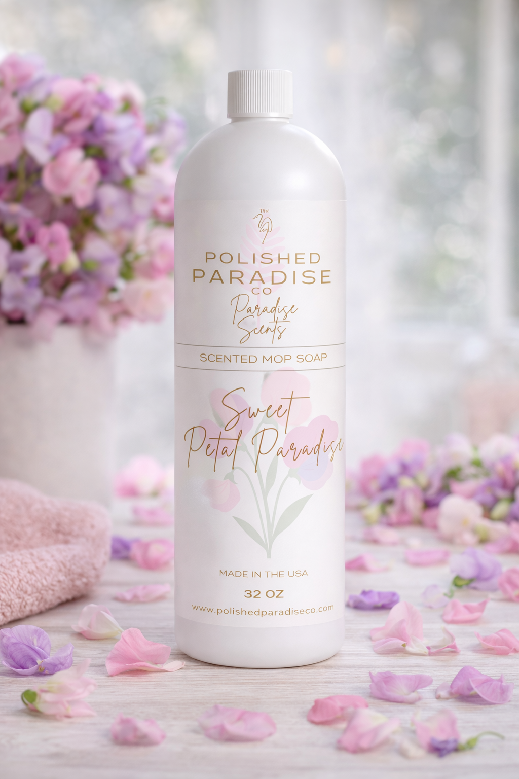 Sweet Petal Paradise Scented Mop Soap – Sweet Pea Inspired Luxury Floor Cleaner, 32 oz